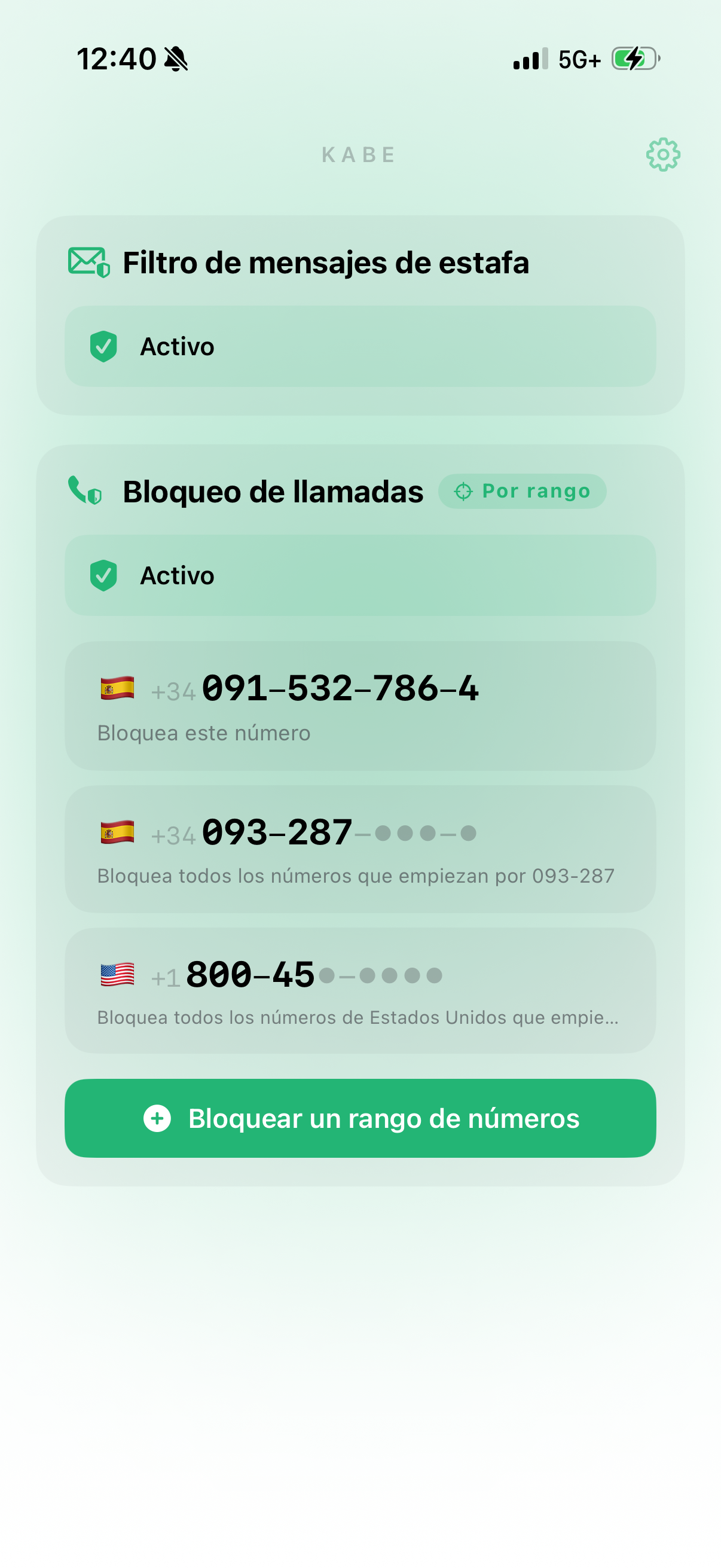 Pantalla principal de Kabe